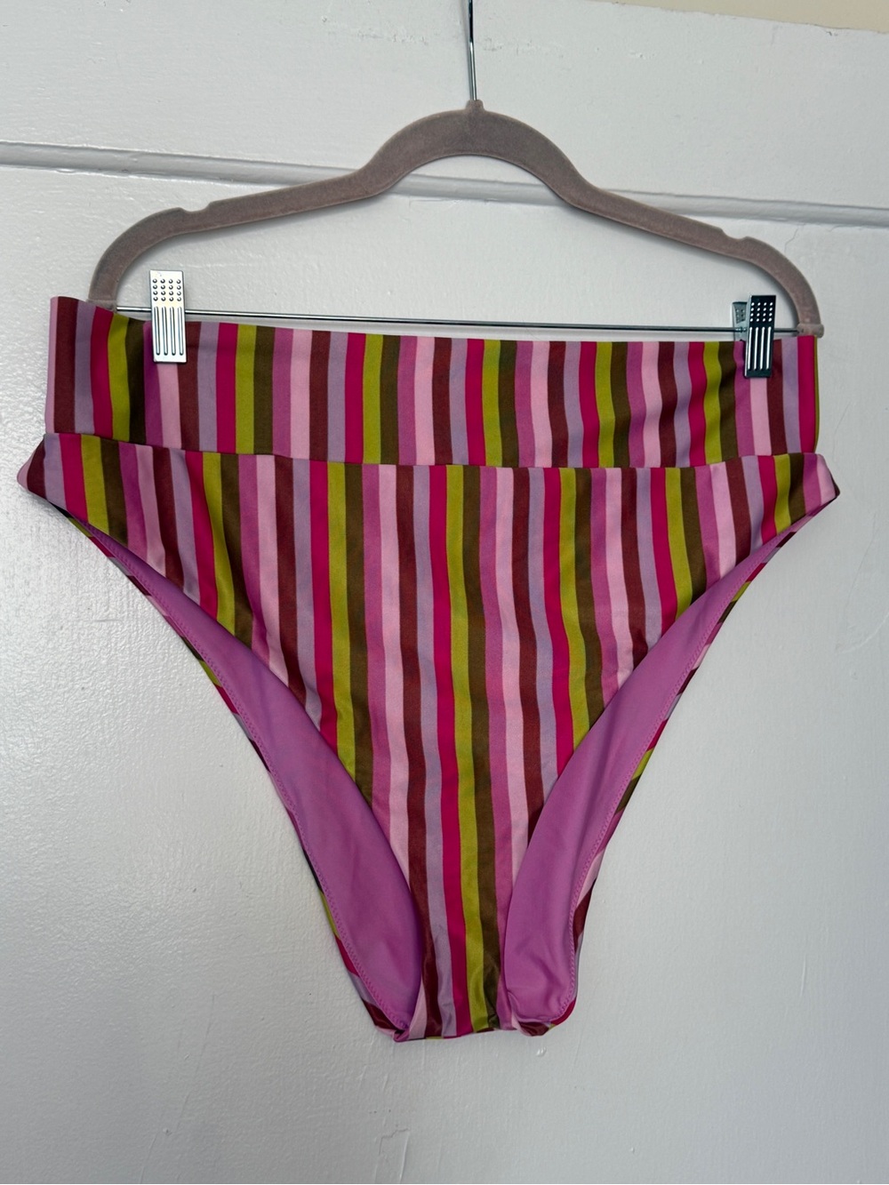 Aerie Swim Colorful Stripe High Cut Cheeky Bottoms XXL (LIKE NEW)